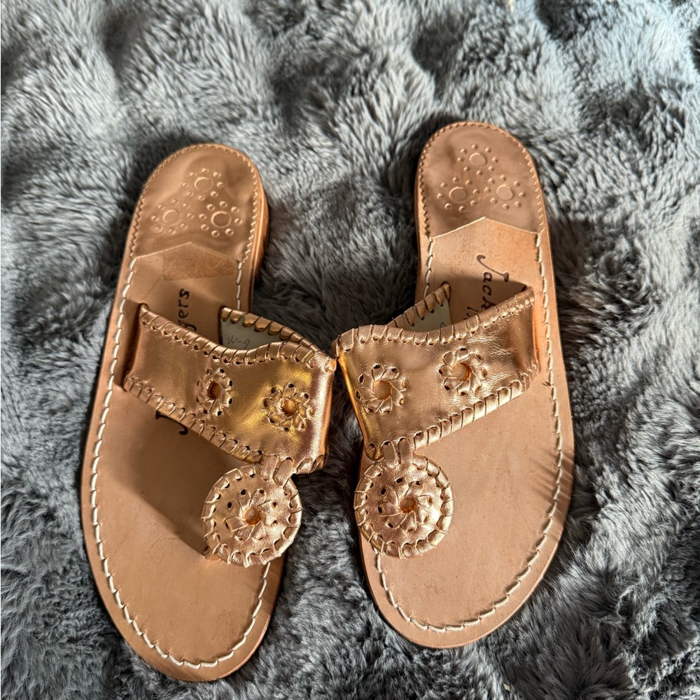Jack Rogers Rose Gold Leather Sandals